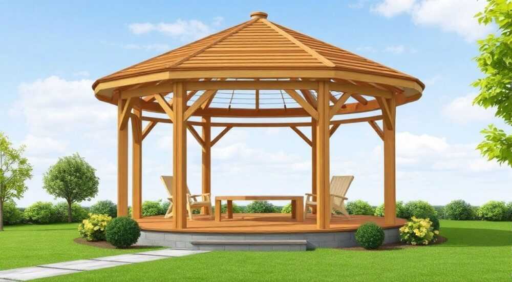 Как сделать круглую крышу на беседке из дерева