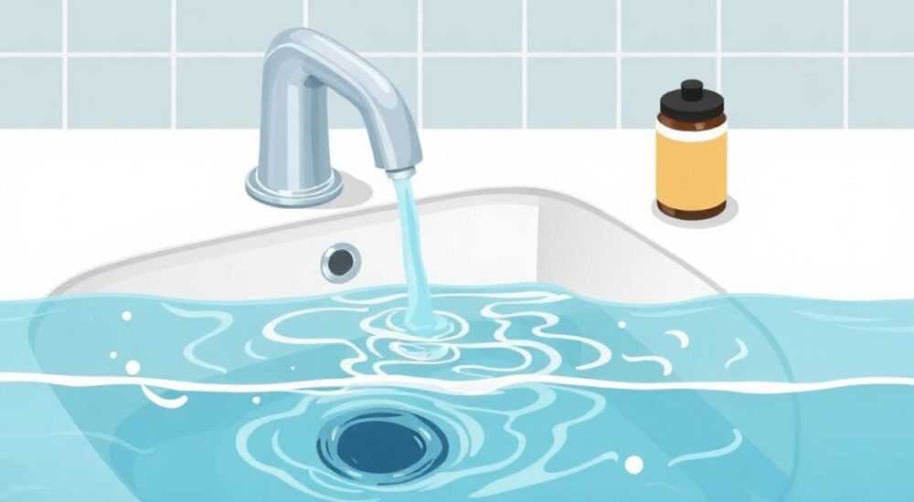 Как слить воду из раковины при засоре