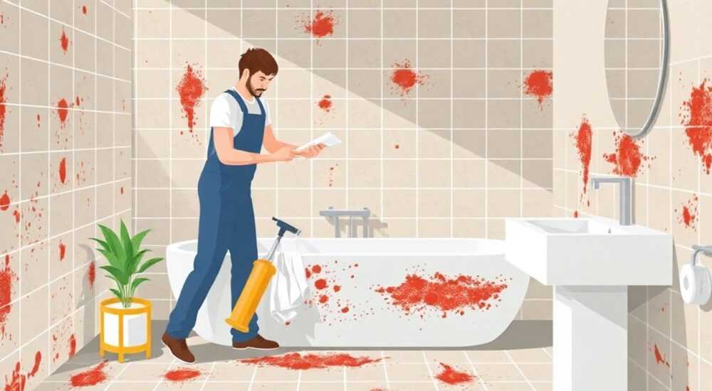Как убрать окалину с плитки в ванной