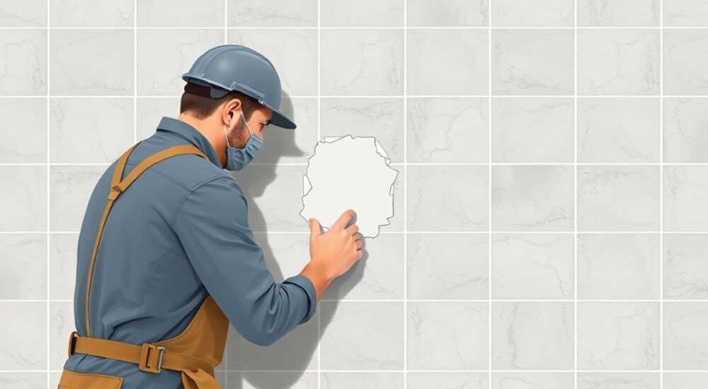 Как убрать скол на керамограните на стене