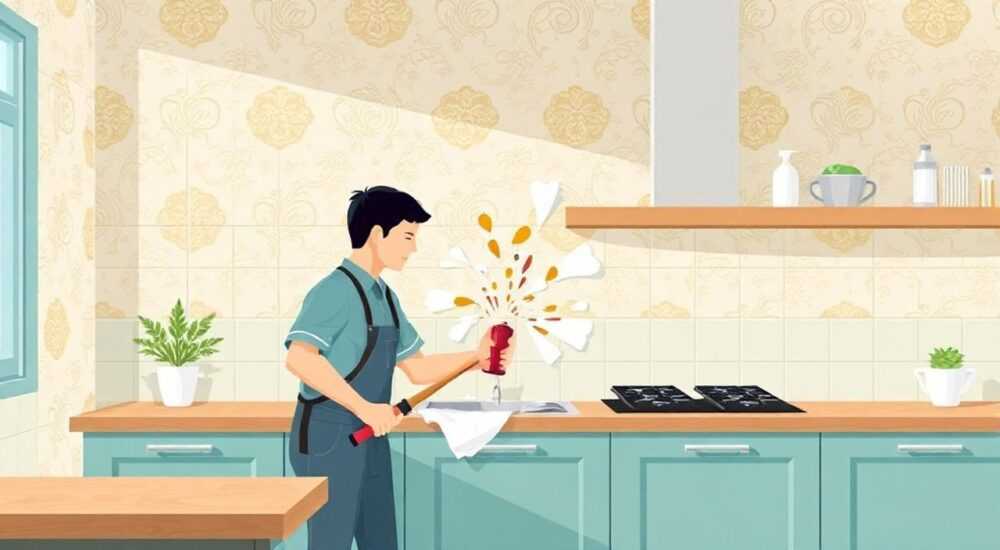 Как убрать жирные пятна на обоях кухни