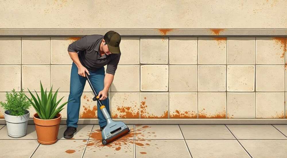 Как удалить ржавчину с плитки на улице
