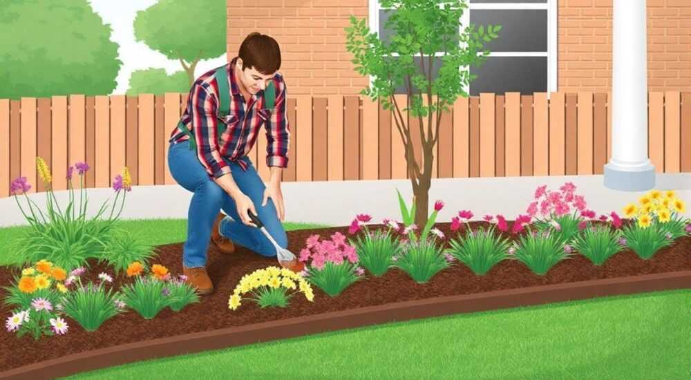 Как уложить бордюрную ленту на клумбе