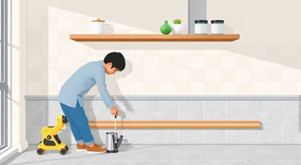Как установить рейлинги на кухне на плитку