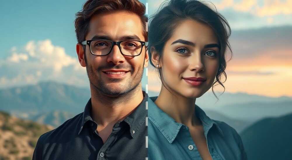 Как в фотошопе совместить 2 фотографии