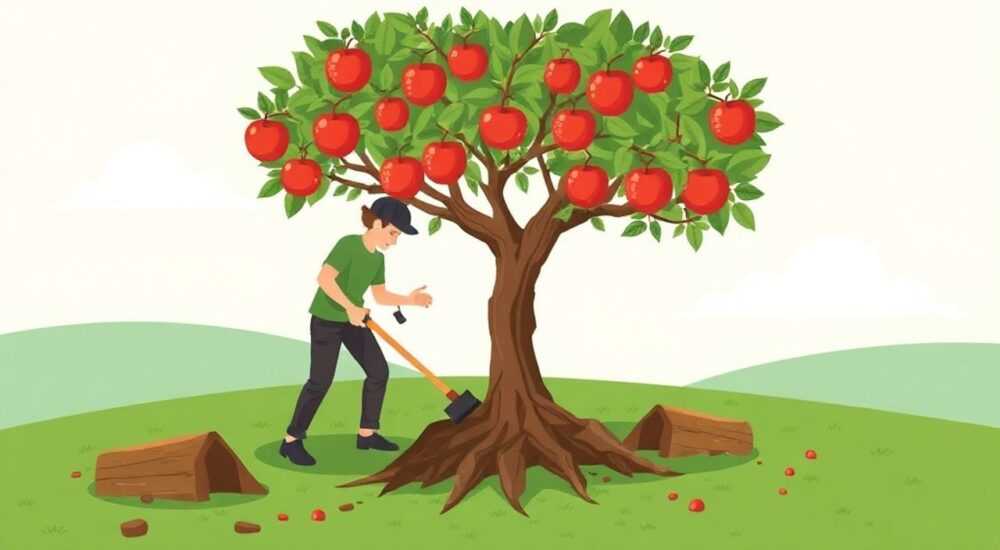 Как выкорчевать яблоню