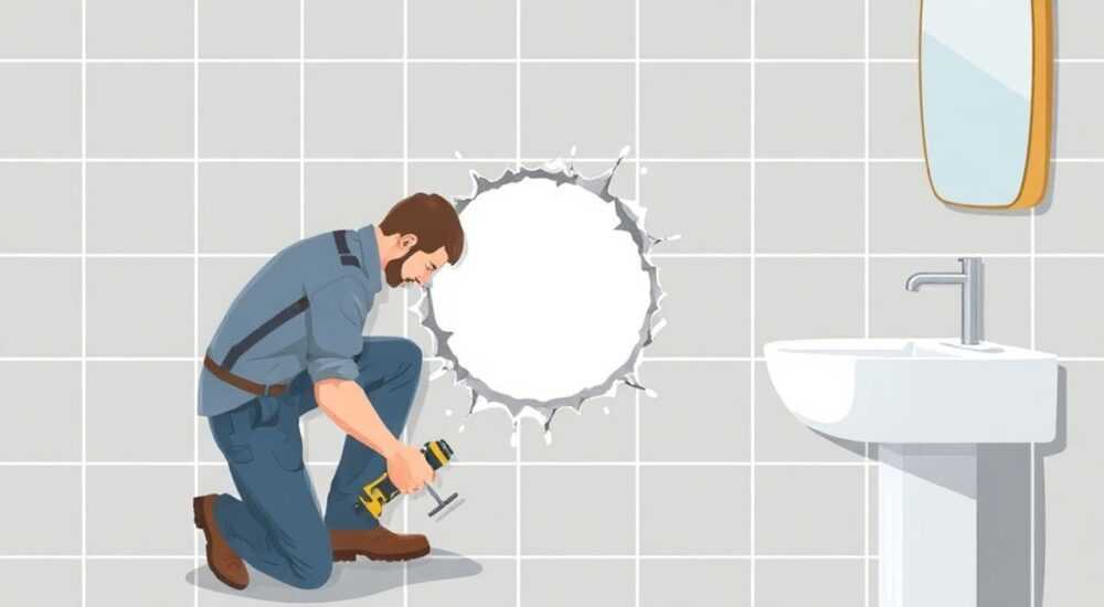 Как заделать дырку в плитке в ванной на стене