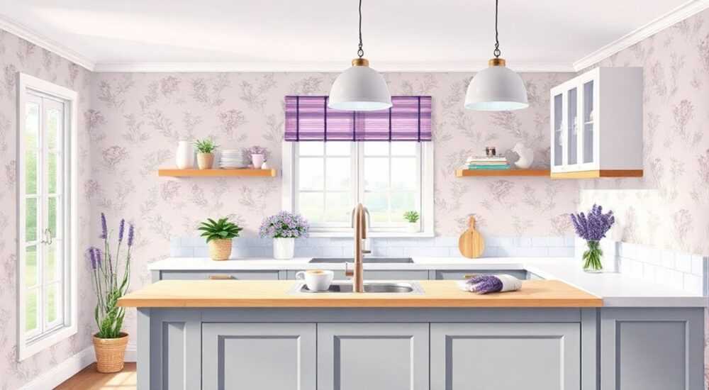 Какие обои подойдут под сиреневую кухню