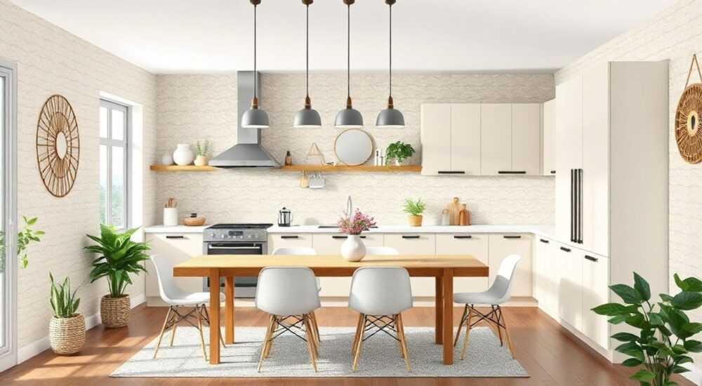 Какие обои сейчас в моде для кухни столовой