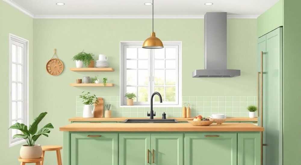Какой цвет обоев выбрать под салатовую кухню