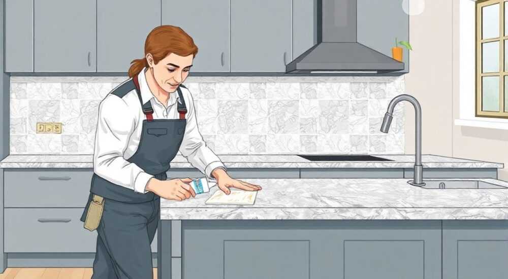 Кухонная столешница из керамогранита на что приклеить