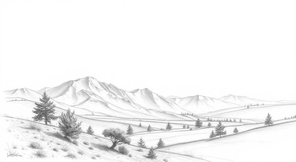 Ландшафт рисунок карандашом