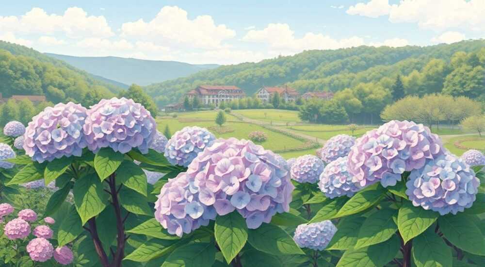 Ландшафт с гортензиями