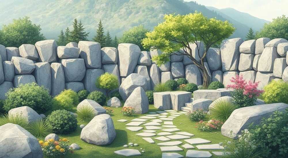 Ландшафт участка камнями