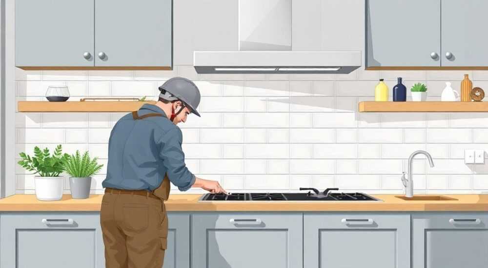 На какой высоте кладется фартук из плитки на кухне