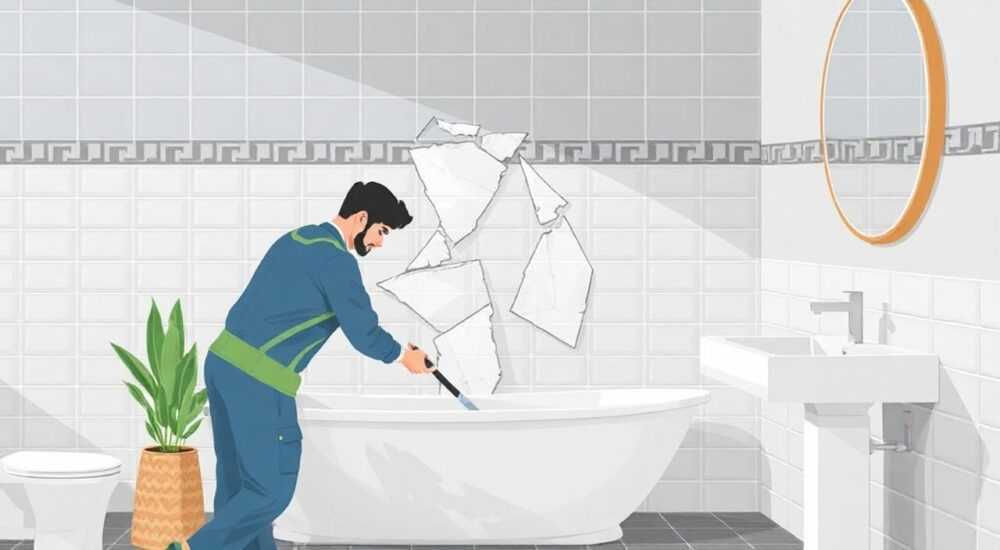 Откололась плитка в ванной на стене как ее заменить