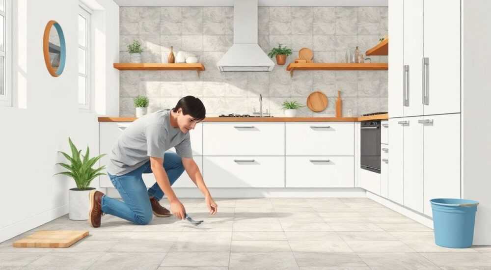 Откуда начинать укладку плитки на пол на кухне