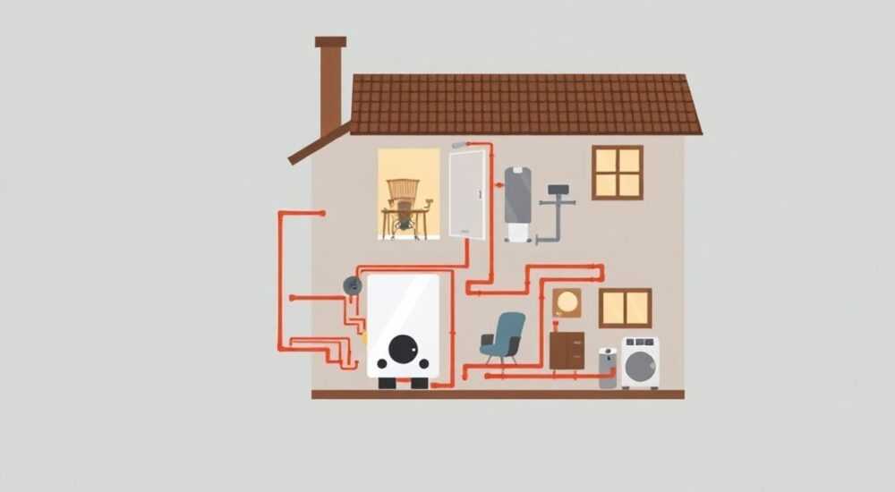Отопление двухэтажного дома газовым котлом схема