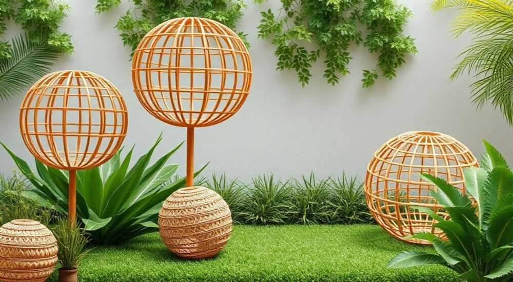 Шары из ротанга в ландшафтном дизайне