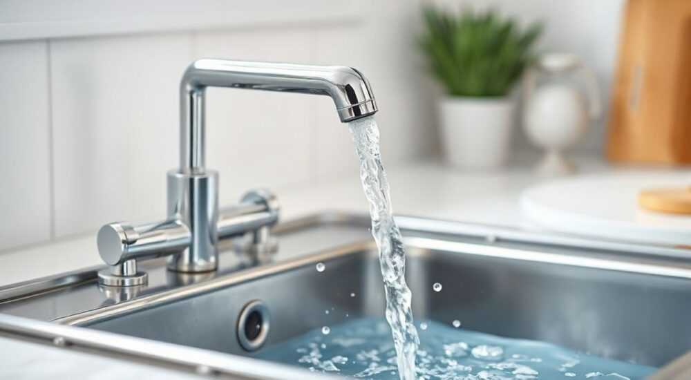 Булькает вода в раковине на кухне