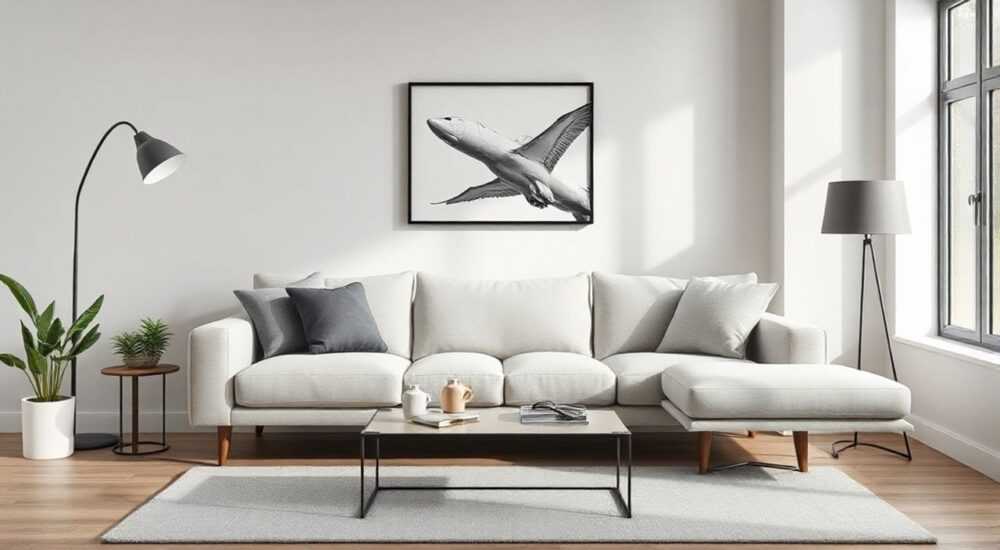 Диван в интерьере минимализм