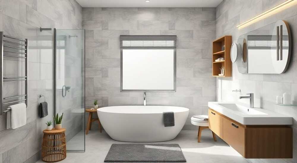 Дизайн современной ванной комнаты с совместных