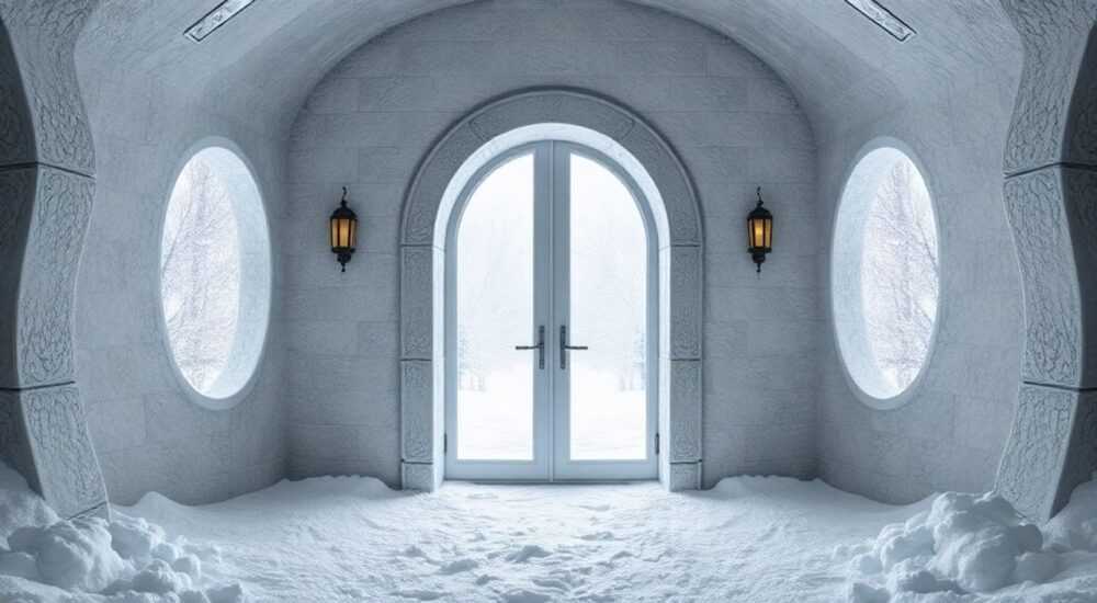 Двери бетон снежный в интерьере