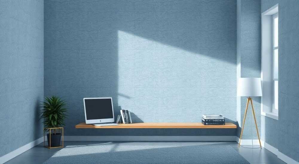 Голубо серые обои в интерьере