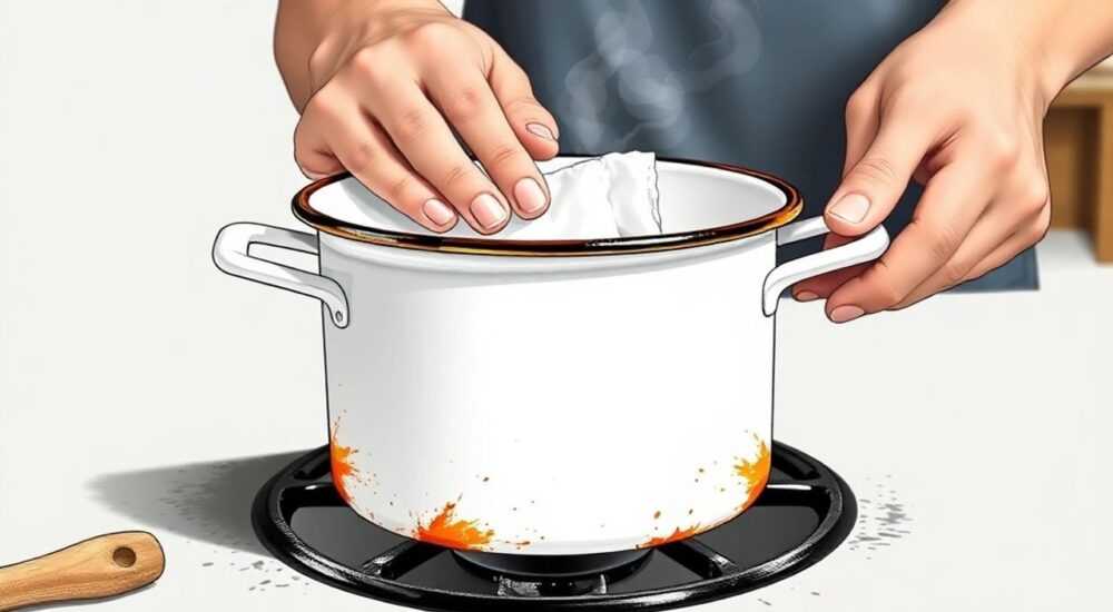 Как отчистить пригоревшее дно у эмалированной кастрюли