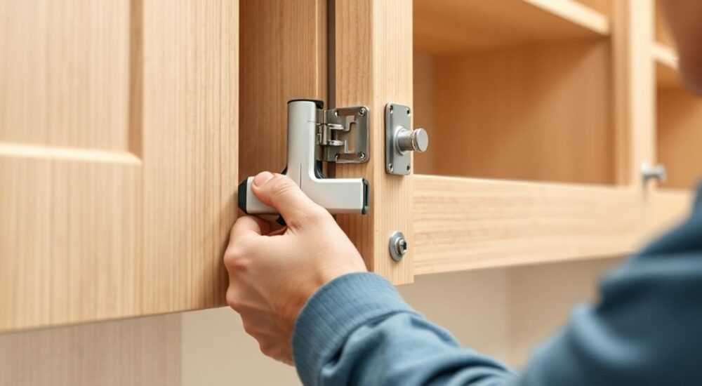 Как прикрутить петли на кухонный шкаф