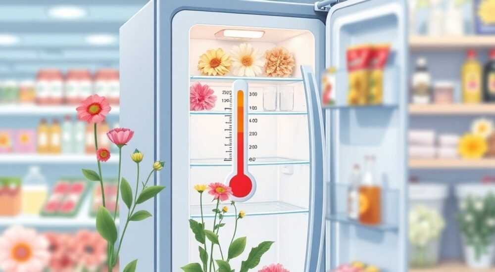 Какая температура в цветочном холодильнике в магазине