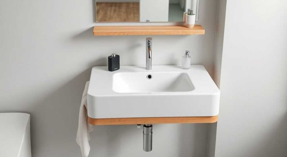 Купить подвесную тумбу с раковиной для ванной комнаты