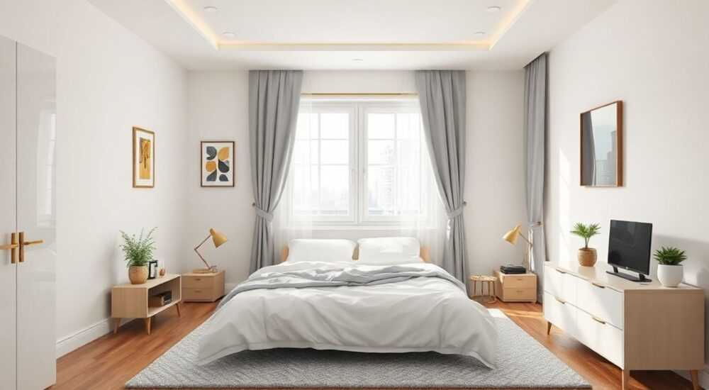 Однокомнатная квартира дизайн интерьера с кроватью