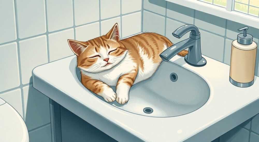 Почему коты лежат в раковине