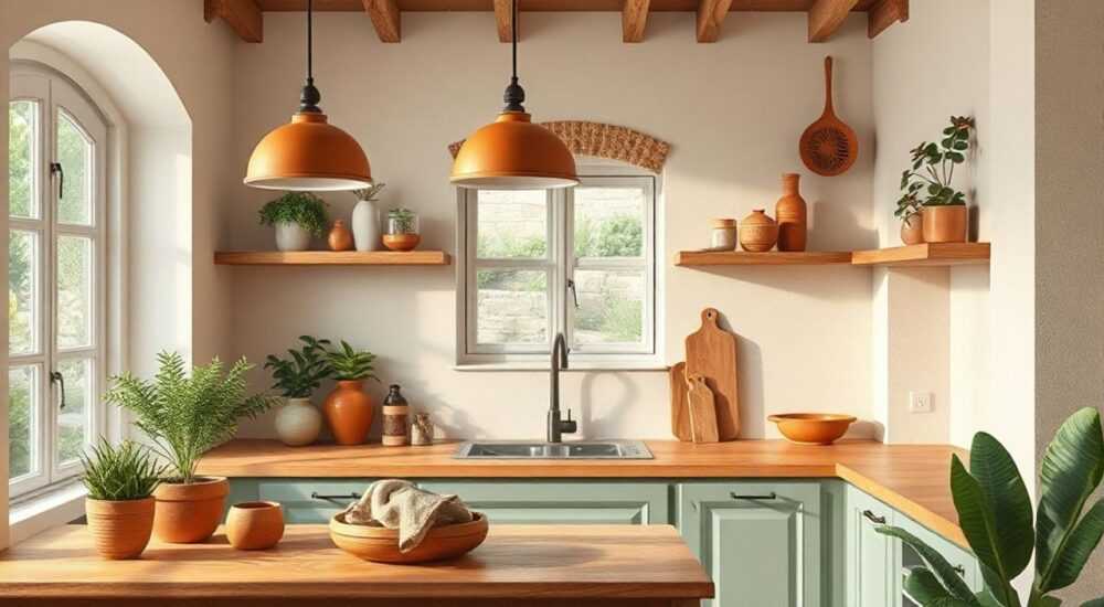 Терракотовая кухня в интерьере