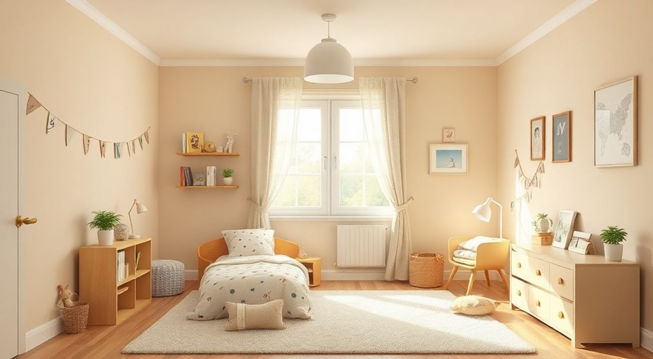 10 Приёмов освещения детской 8 м² в оттенке бежевый total-look