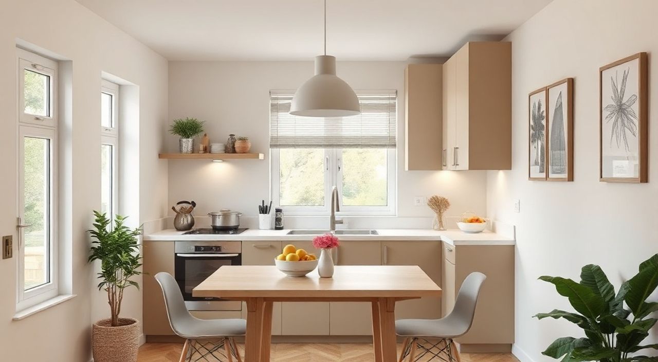 10 Приёмов освещения кухни-ниши 6 м² в оттенке светлый беж