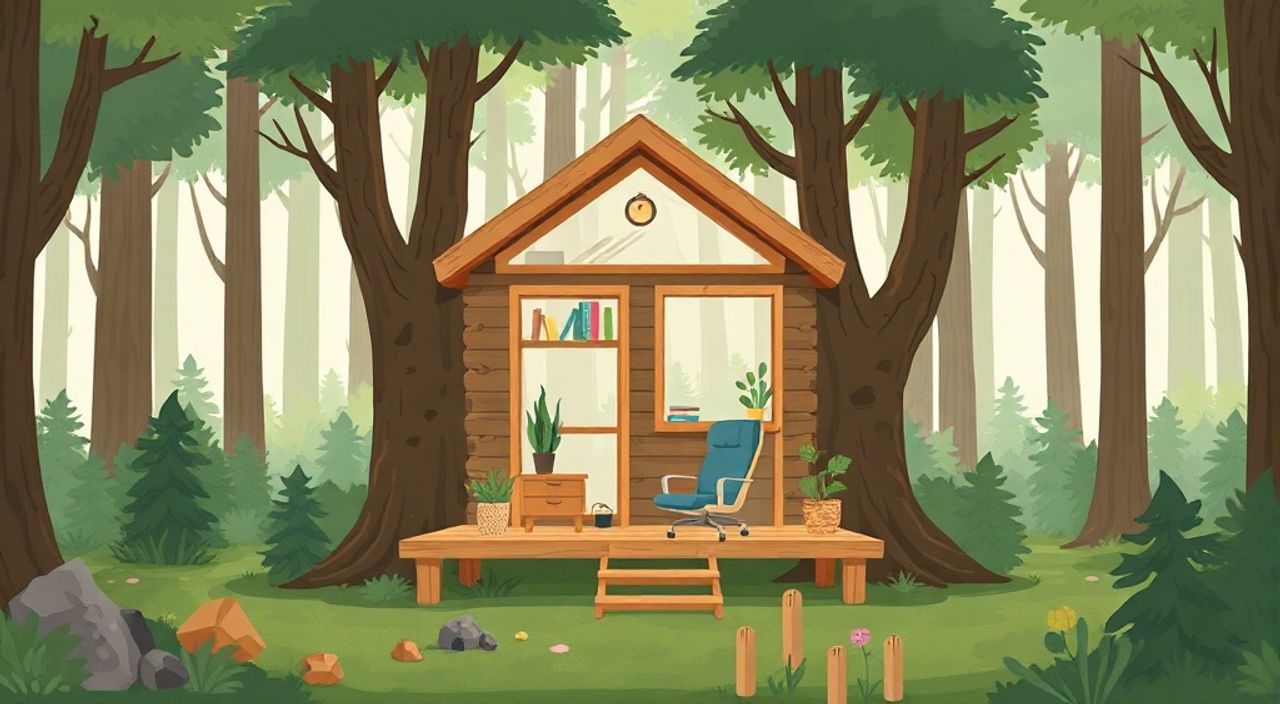 10 Шагов, чтобы собрать tiny офис на лесной опушке