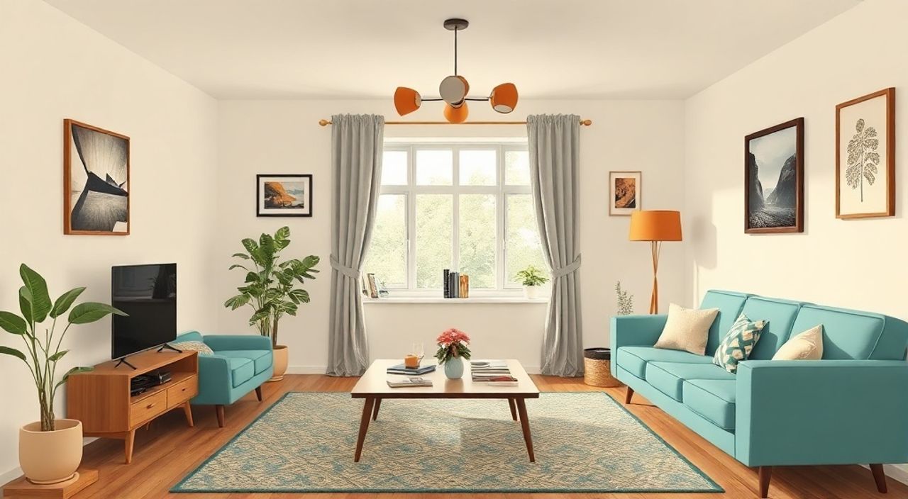 10 Шагов к интерьеру гостиной 14 м² в стиле ретро 60‑х