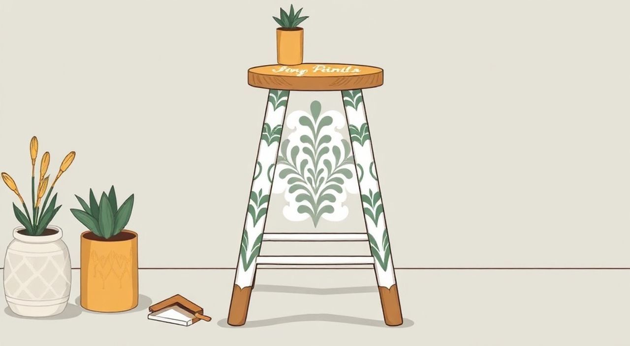 10 Шагов трафаретной покраски табурета дома