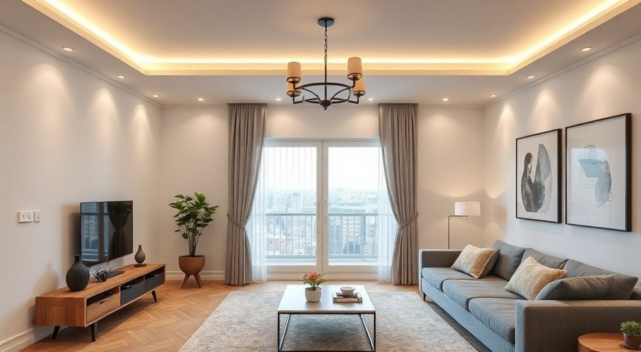 15 Идей подсветки карниза в гостиной 12 м²