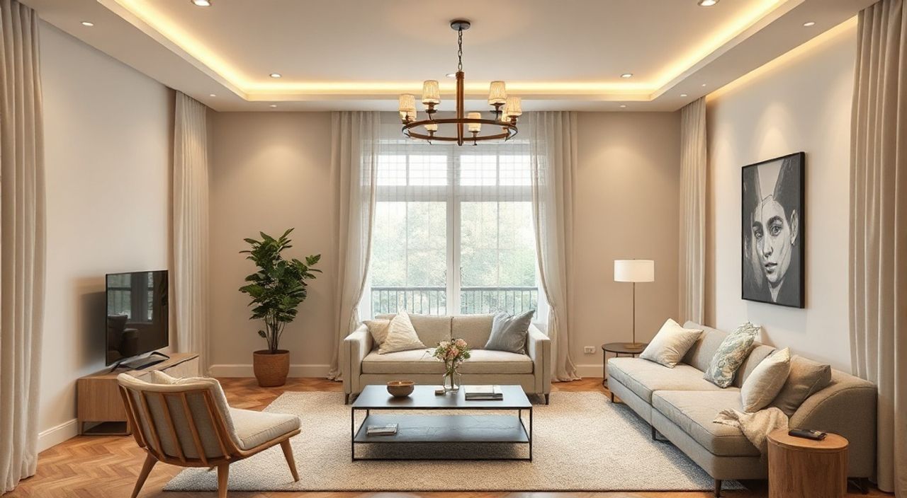 15 Приёмов освещения гостиной 12 м² в оттенке бежевый total-look