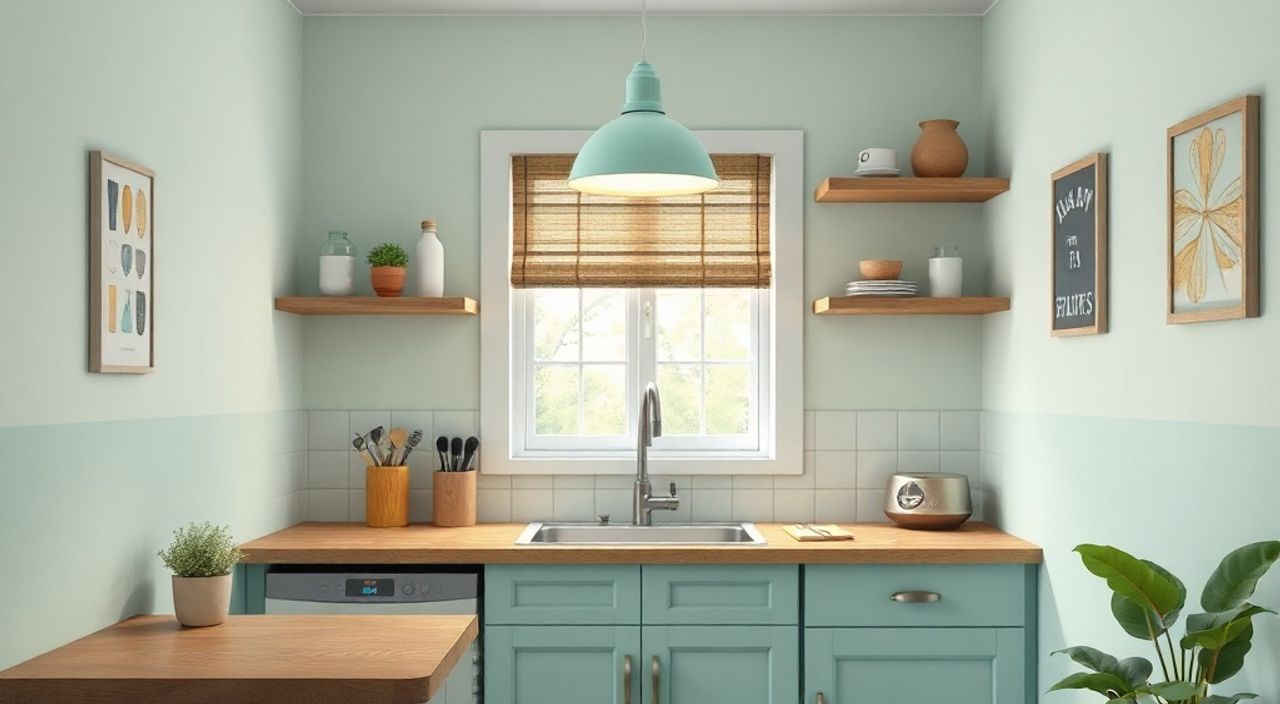 15 Приёмов освещения кухни-ниши 6 м² в оттенке мятный цвет