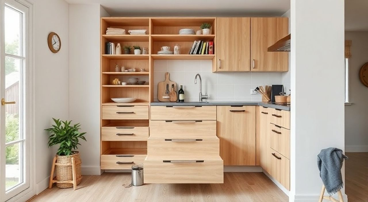 15 Шагов к установке выкатного комода‑лестницы в кухни 6 м²