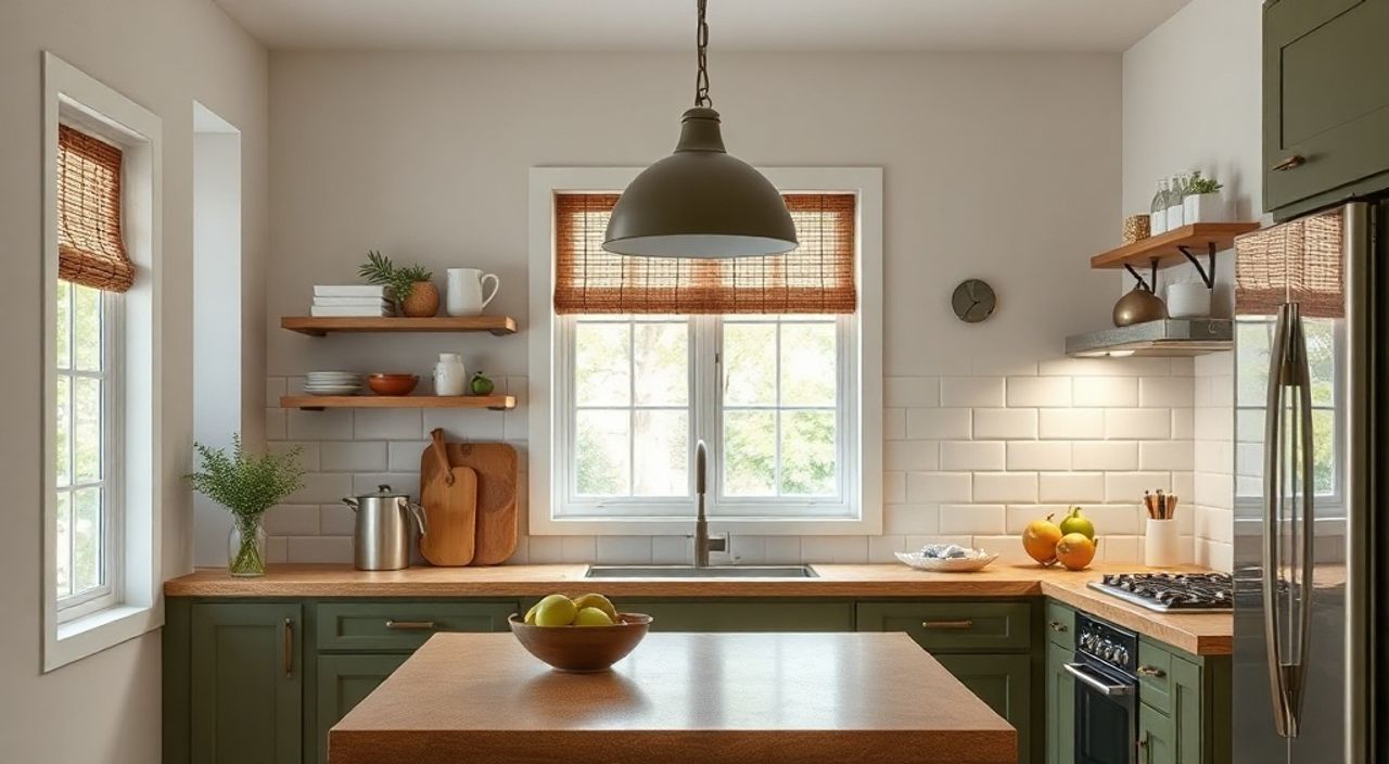 5 Приёмов освещения кухни-ниши 6 м² в оттенке оливковый