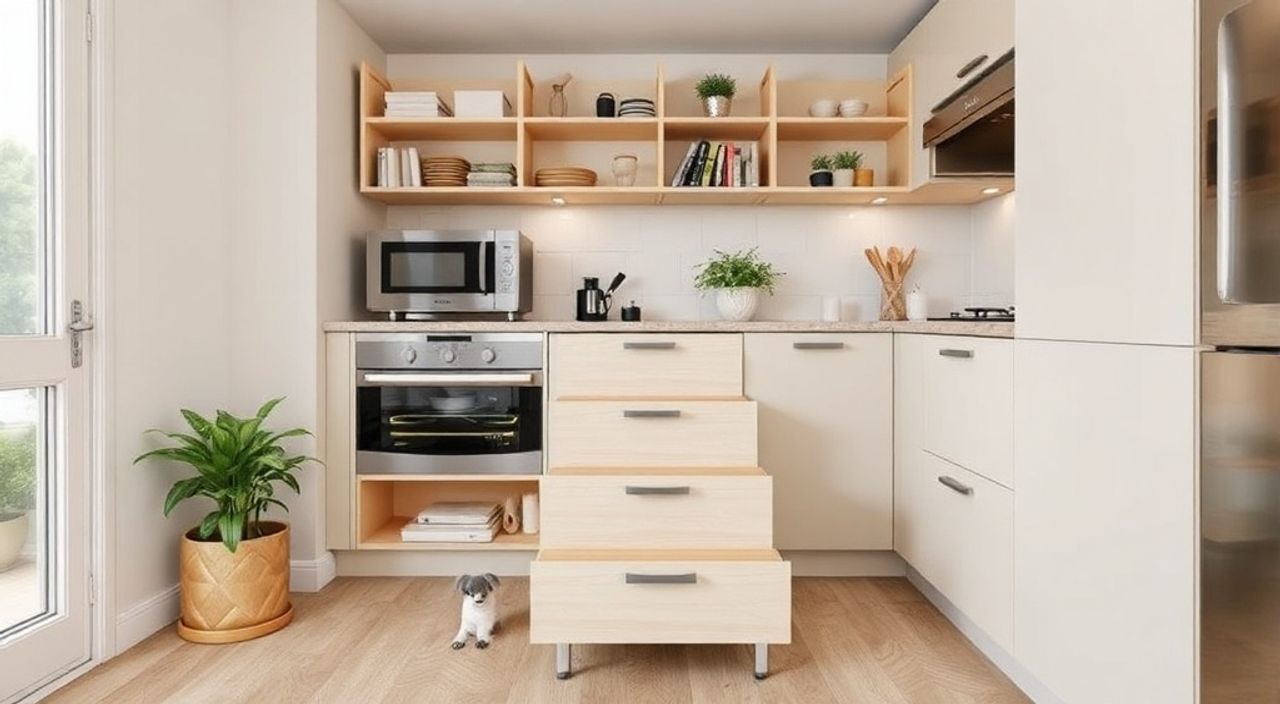 5 Шагов к установке выкатного комода‑лестницы в кухни 4 м²
