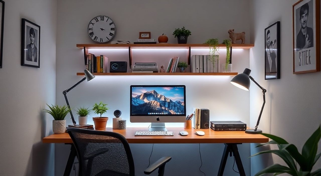 Бюджетное решение: LED-ленты — 15 идей для мини-кабинета
