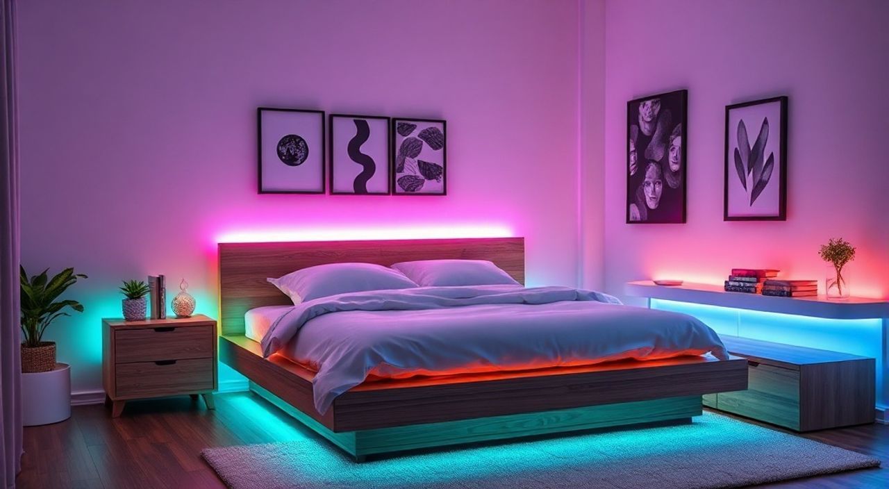 Бюджетное решение: умную RGB-подсветку — 10 идей для подиума-спальни