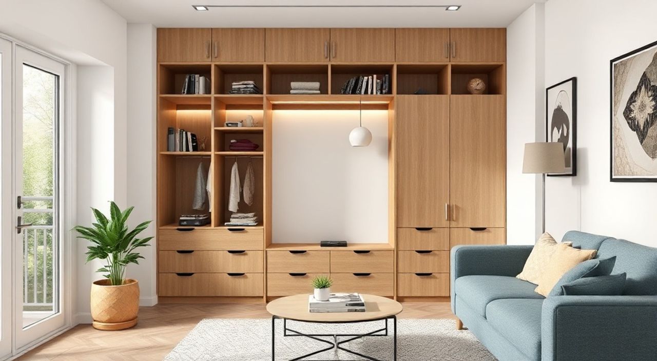 Кабинета‑вставки в шкафу: 10 причин выбрать для гостиной 14 м²