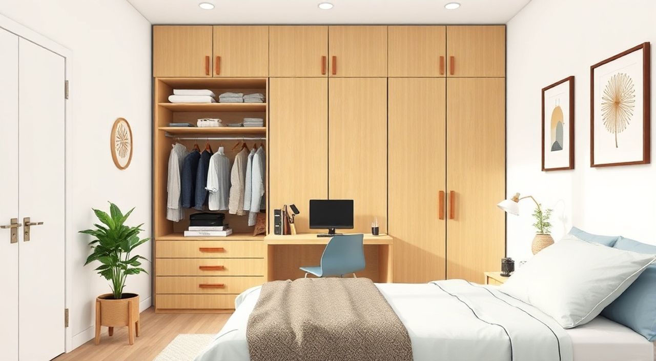 Кабинета‑вставки в шкафу: 5 причин выбрать для спальни 10 м²